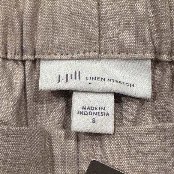 J Jill Linen Cropped Pants Stretch Khaki Ankle Button Details Size Small New - Picture 2 of 7